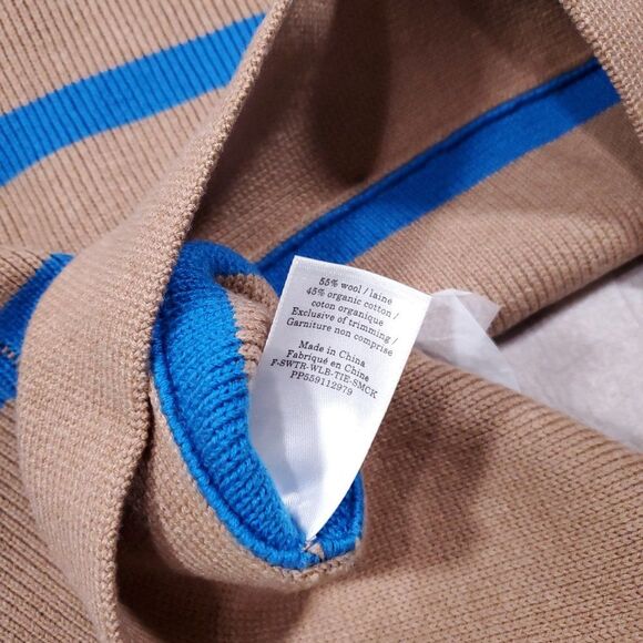 Everlane Lace Up Smock Sweater Knit Chestnut Brown Blue Striped Size XXS Wool - Picture 6 of 10